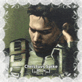 a picture of chris luvs spike with a lace frame