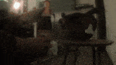 a blurred image of a room with a santa claus statue