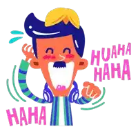 a cartoon drawing of a man with headphones and the words huaha haha behind him