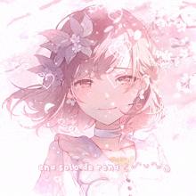 a girl with flowers in her hair is surrounded by hearts and the words ena solo de rena