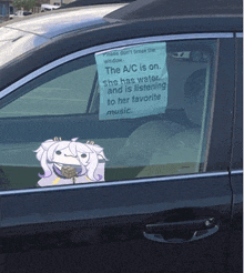 a car with a sign in the window that says " please don 't break the window "