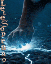 a picture of a person 's hand reaching into the water with the words " leapard " written in gold letters