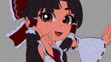 a cartoon drawing of a girl with a red bow