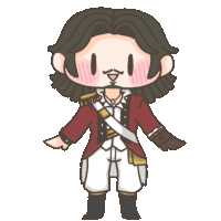 a cartoon of a man with long hair and a mustache wearing a red jacket and white pants
