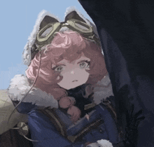 a drawing of a girl wearing goggles and a hood