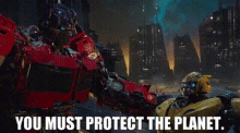 Bumblebee Optimus Prime GIF - Bumblebee Optimus Prime You Must Protect The Planet GIFs