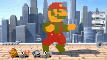 a screenshot of a video game with mario and meta knight