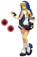 a pixel art of a girl playing with a yo yo