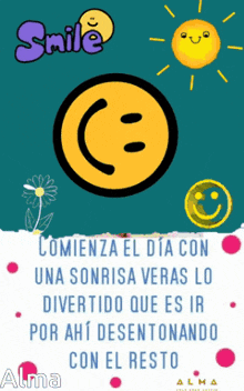 a poster with a smiley face and the word smile