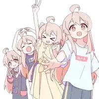 a drawing of three anime girls with one wearing a shirt that says ' n-t ' on it