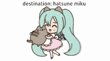 Hatsune Miku Pusheen GIF - Hatsune Miku Pusheen Pusheen Cat GIFs
