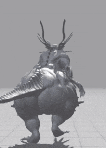 a 3d rendering of a monster with antlers