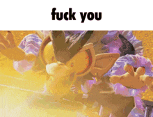 a picture of a cartoon character with the words " fuck you " on the bottom