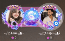 a picture of a woman and a picture of a man with the year 2025 on it