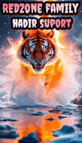 a picture of a tiger with the words redzone family having support