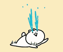 a cartoon of a rabbit with water coming out of it 's eyes