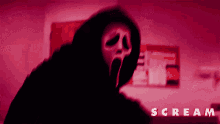a poster for the movie scream with a person in a mask