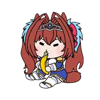 a cartoon drawing of a girl with a tiara on her head eating a banana