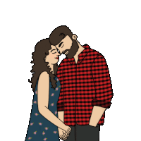 a cartoon of a man and a woman kissing