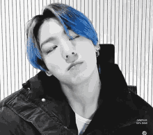 Jungkook Jungkook Black And White GIF - Jungkook Jungkook Black And White Jungkook Blue Hair GIFs