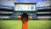 a blurred image of a soccer field with a scoreboard in the background that says 1-3