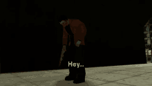 a man holding a gun says hey in a video game