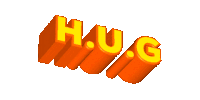 the word hug is written in orange and yellow