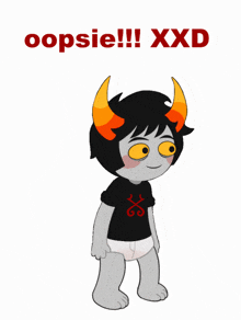 a cartoon character with horns and a diaper says oopsie !!! xxd