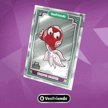 a veefriends card with a red and white fish on it