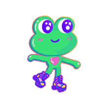 cute rollerskate frog