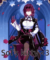 a picture of a girl with the words sol 's kitty < 3 written on it