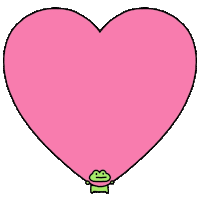 a pink heart with a green frog in the middle
