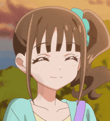 a drawing of a girl with brown hair and a ponytail