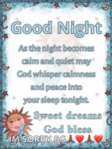 a poster that says " good night " on it