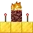 a pixel art drawing of a cake with candles on top of it .
