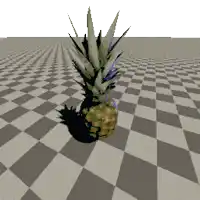 a pineapple sitting on a checkered floor with a white background