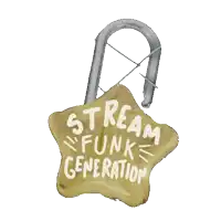 a star shaped piece of wood with the words stream funk generation written on it