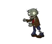 a cartoon drawing of a zombie wearing a brown jacket and tie