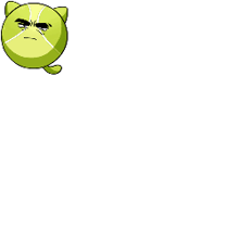 a cartoon drawing of a tennis ball with a cat 's face