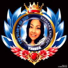 a picture of a woman in a circle with the words " the glory of god "