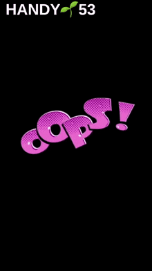 the word oops is on a black background with a green plant