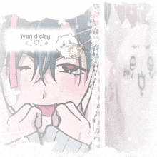 a drawing of a boy with a hamster on his forehead says ivan d clay