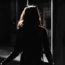 a woman in a catwoman costume is walking in the dark