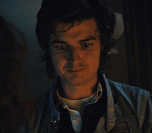 a close up of a man 's face with a light behind him