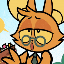 a cartoon drawing of a cat wearing glasses and reading a book