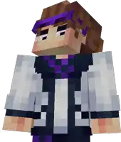 a minecraft character has a purple headband on