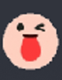a pixel art of a smiley face with its tongue out .