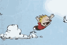 Flying Calvin And Hobbs GIF - Flying Calvin And Hobbs I Believe I Can Fly GIFs