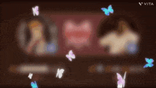 a blurred image with butterflies and the word vita in the corner
