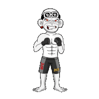 a cartoon of a man in a ufc uniform standing in a boxing stance .